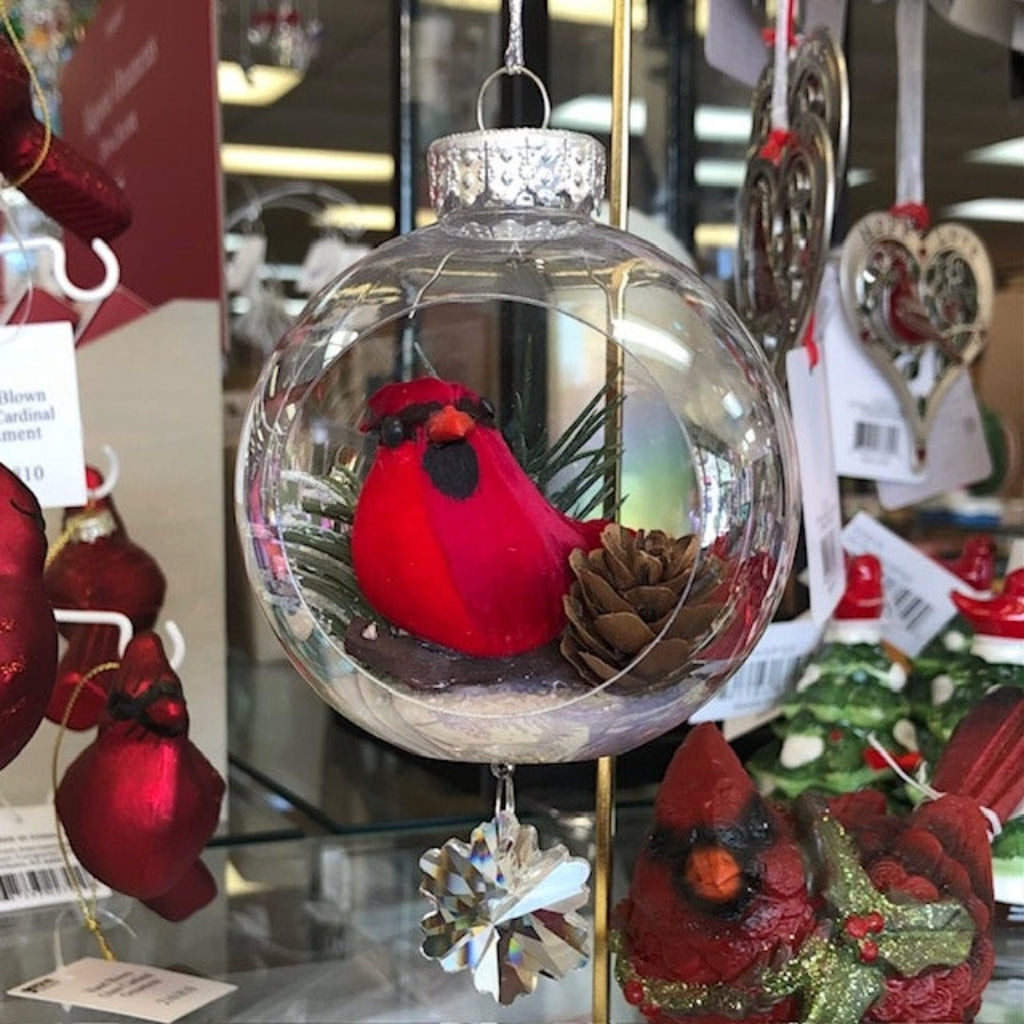 Lifestyle picture of Red Cardinal Ornament with Snowflake Magnetic Dangle