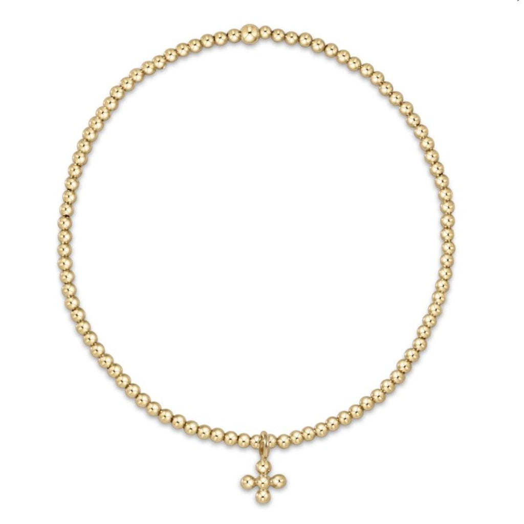 Enewton - Classic Gold 2mm Bead Bracelet - Classic Beaded Signature Cross Small Gold Charm - Debbie's Hallmark