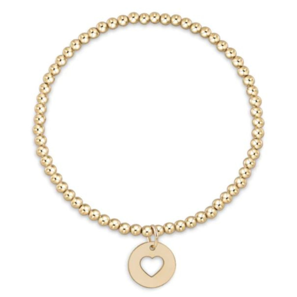 Gold Beaded Bracelt with Heart Disc