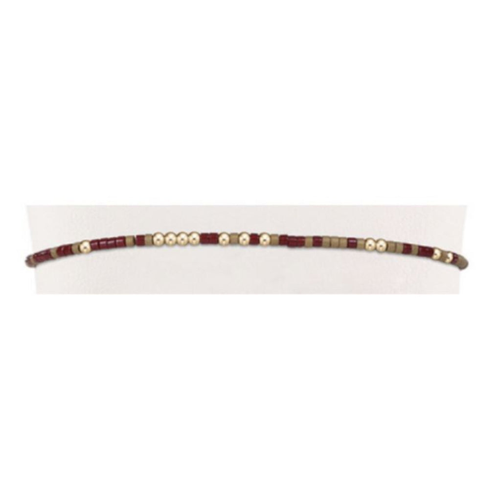 Wine and Gold Beaded Bracelet
