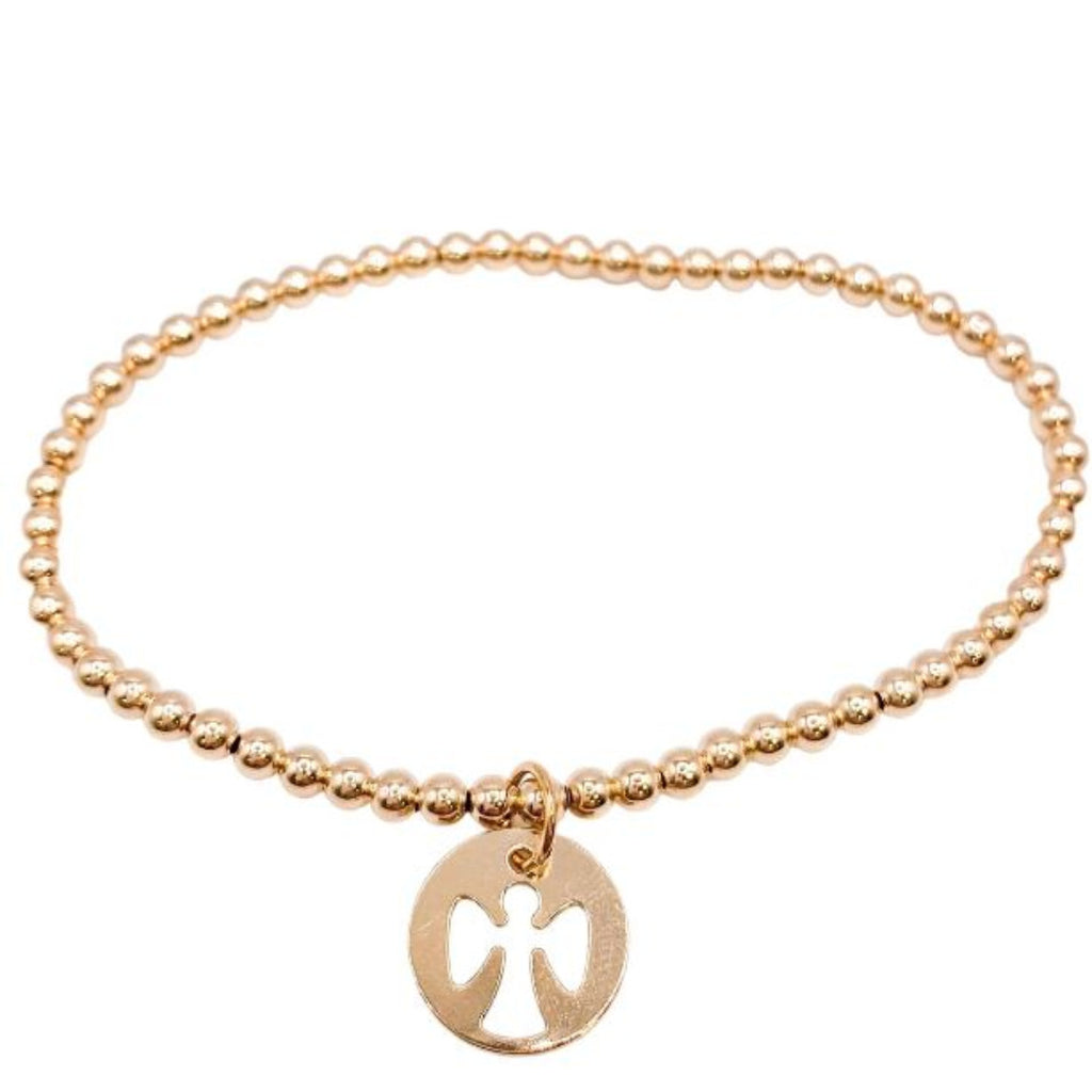 Gold Bead with Guardian Angel Charm