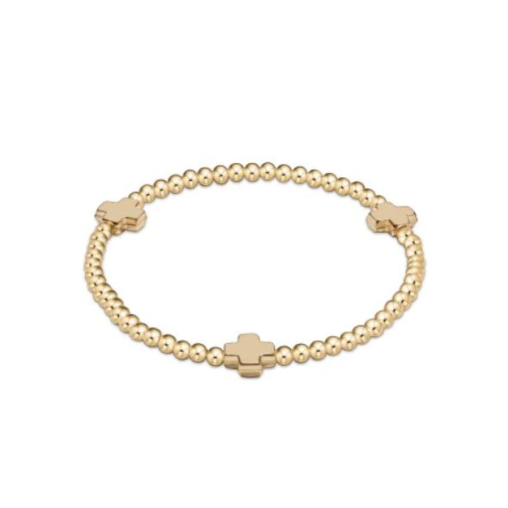 Enewton - Signature Cross Gold Pattern 3mm Bead Bracelet - Debbie's Hallmark