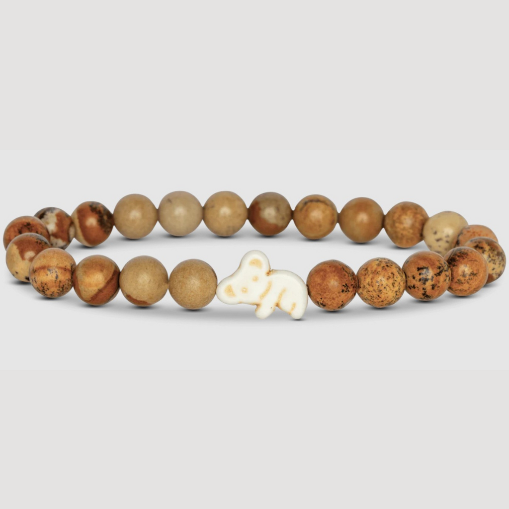 Brown Beaded bracelet with Beige Koala