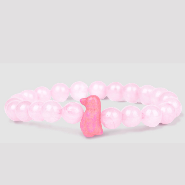 Pink Beaded Bracelet with Pink Penguin