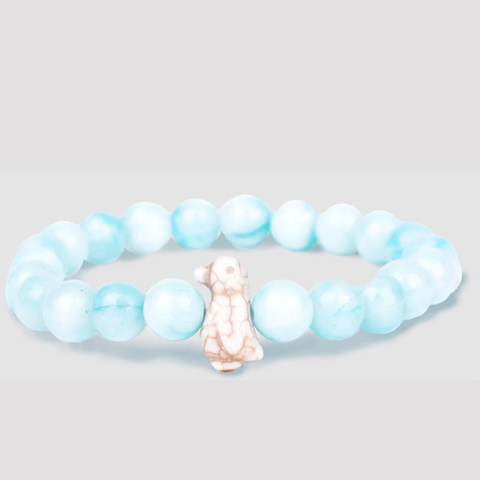 Seafoam Beaded Bracelet with Beige Penguin