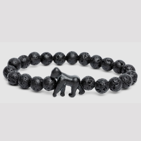 Black Beaded Bracelet with Black Gorilla
