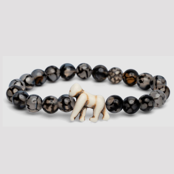 Gray and Black Beads with Beige Gorilla