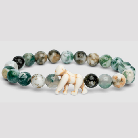 Shades of Green Beaded Bracelet with beige gorilla