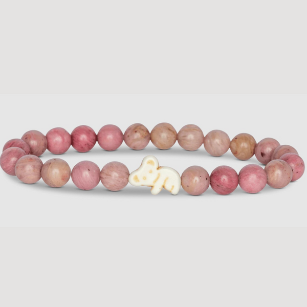 Pink Beaded Bracelet with Beige Koala