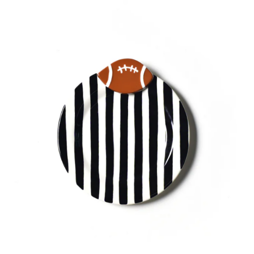 Black and White Stripe Plate with Football at the top