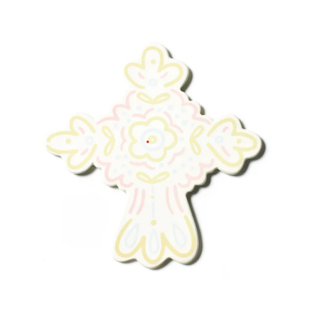 Cross with pink and yellow design