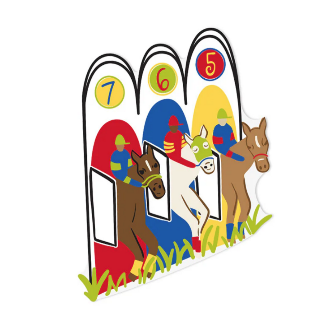 3 Horses at the race track gate