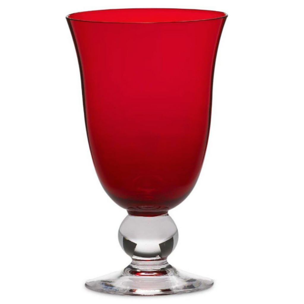 Red with Clear Stem Beverage Glass