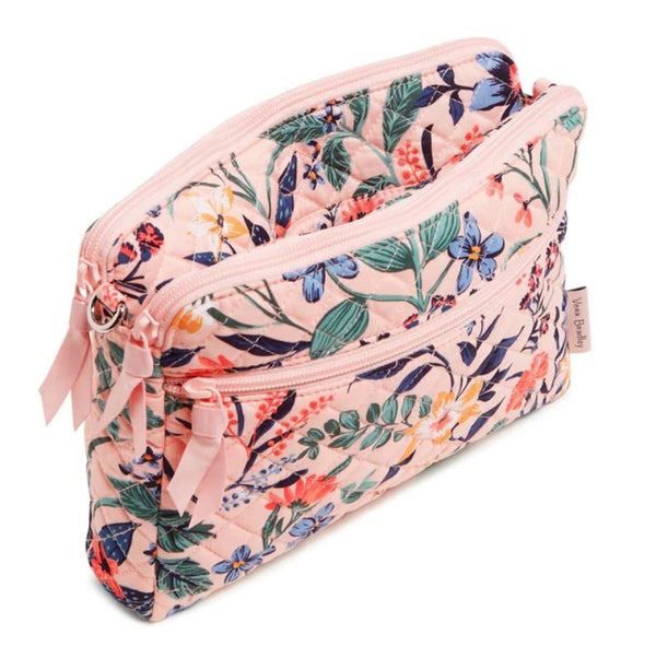 Side View of Coral Crossbody with Flowers
