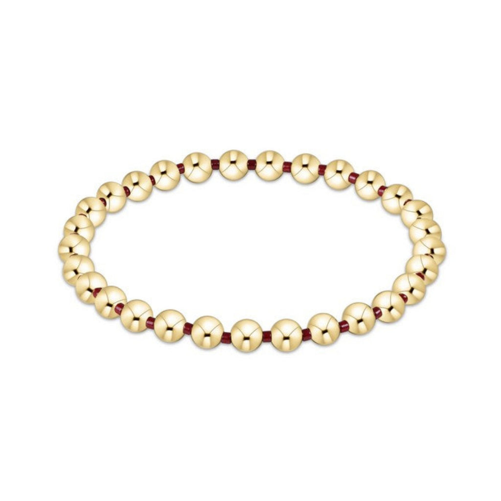 Gold Beaded Bracelet with Wine Accent Beads