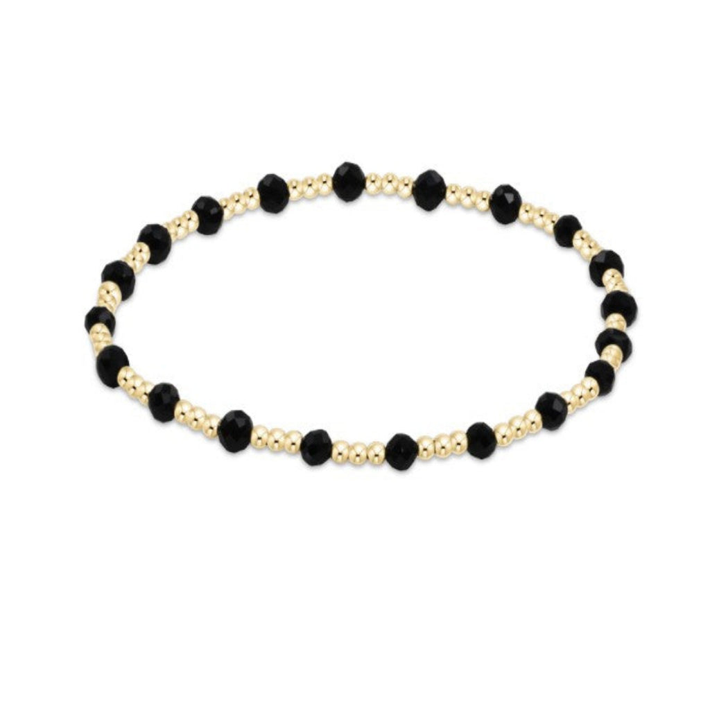 Gold Beaded Bracelet with Faceted Onyx Beads