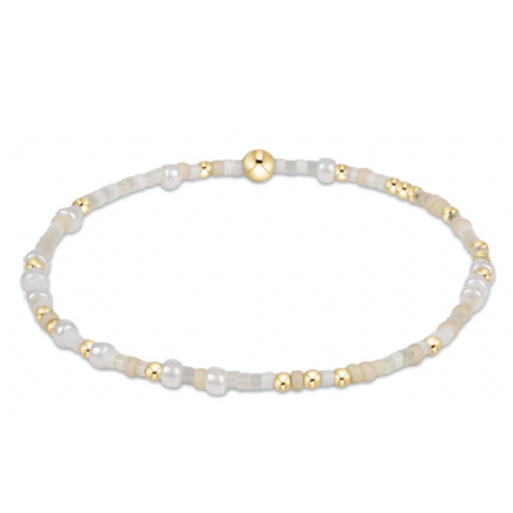 Beige, White and Gold Beaded Bracelet
