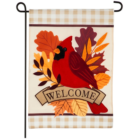 Evergreen - Autumn Cardinal Garden Applique Flag
