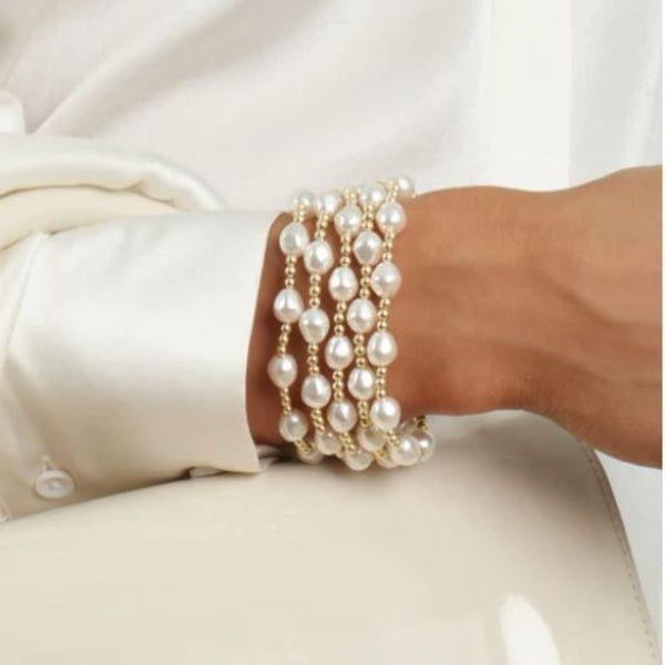 Enewton - Admire Gold 3MM Bead Bracelet - Pearl - Debbie's Hallmark