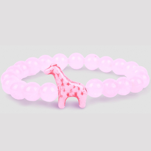 Pink Beaded Bracelet with Pink Giraffe