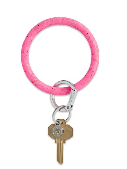 O-Venture - big O keyrings - Tickled Pink Confetti Silicone