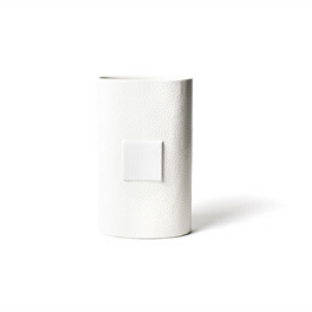Happy Everything - Big Oval Vase - White Small Dot