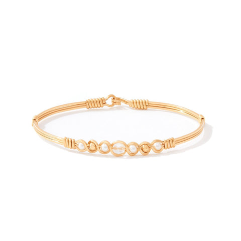 Gold Bracelet with Crystal Pearl Beads