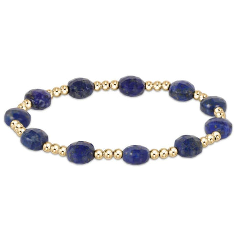 Gold Bead Bracelet with Dark Blue Stones