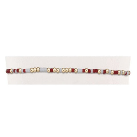 Red , White and Gold Bead Bracelet