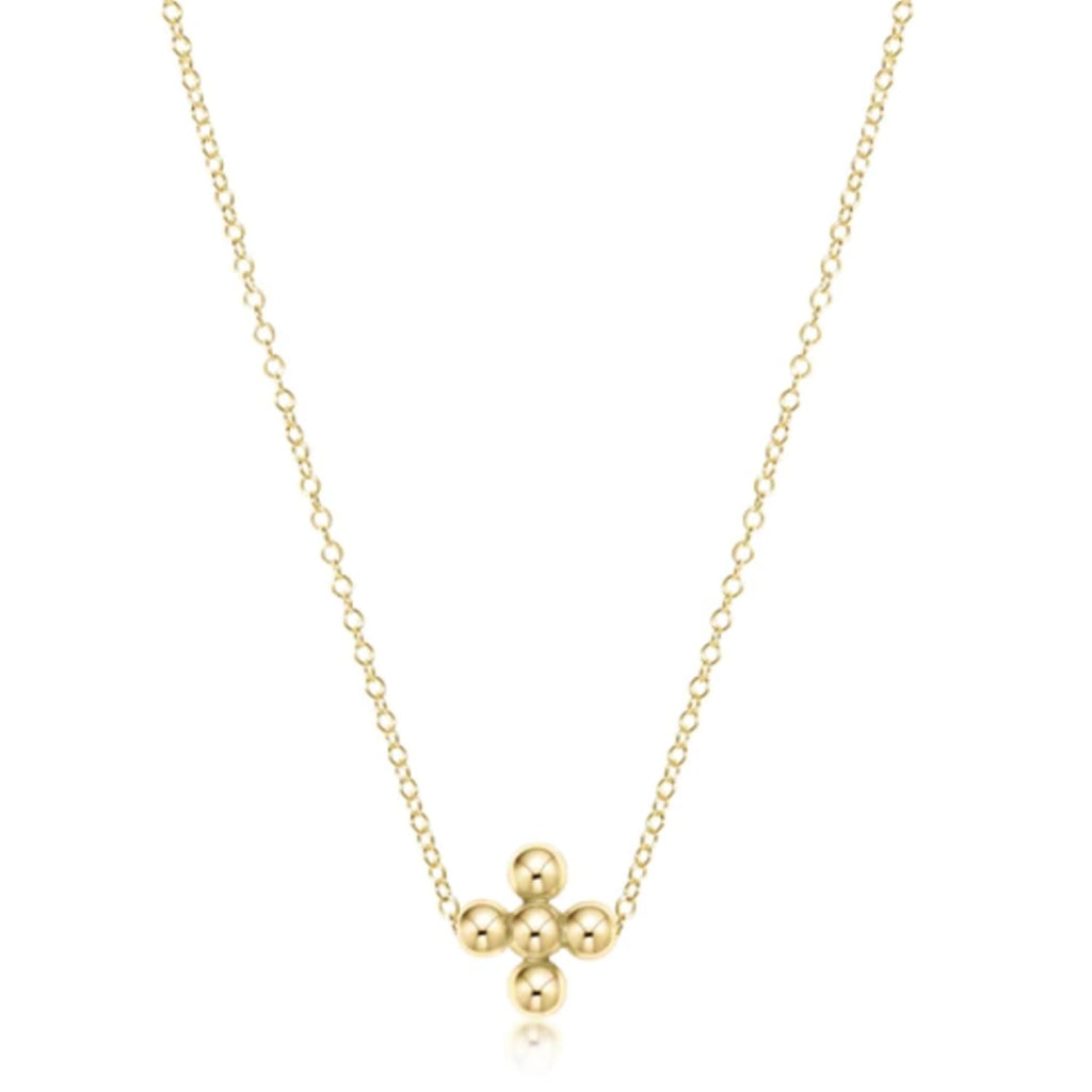 Gold Beaded Cross on Gold Chain