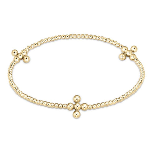 Gold Beaded Bracelet with  3 Beaded Crosses