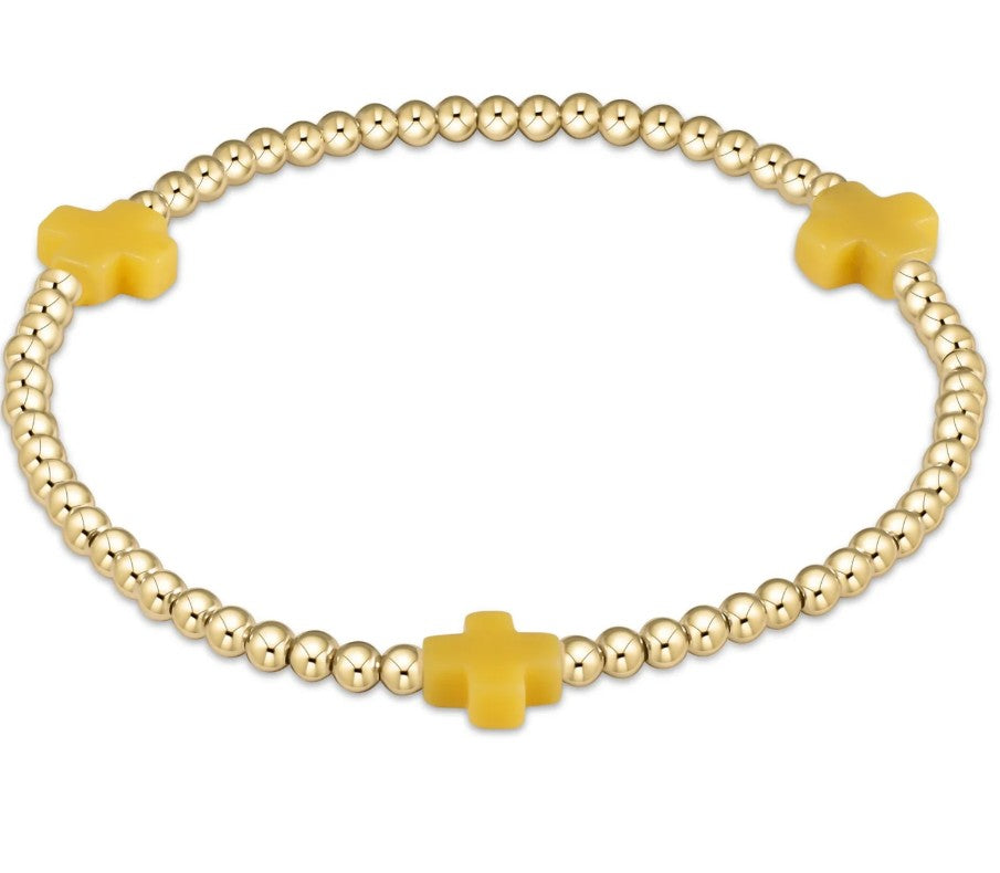 Enewton - Signature Cross Gold Pattern 3mm Bead Bracelet