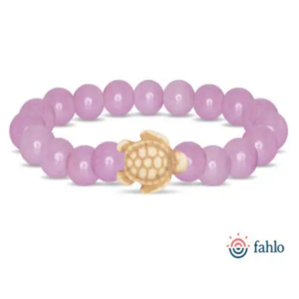 Glow in the Dark Lilac bracelet with beige sea turtle