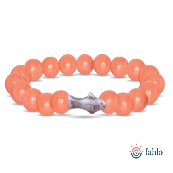 Glow in the Dark Orange Beaded Bracelet with Gray Shark