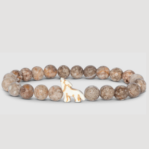 Light Brown Beaded Bracelet with Beige Wold