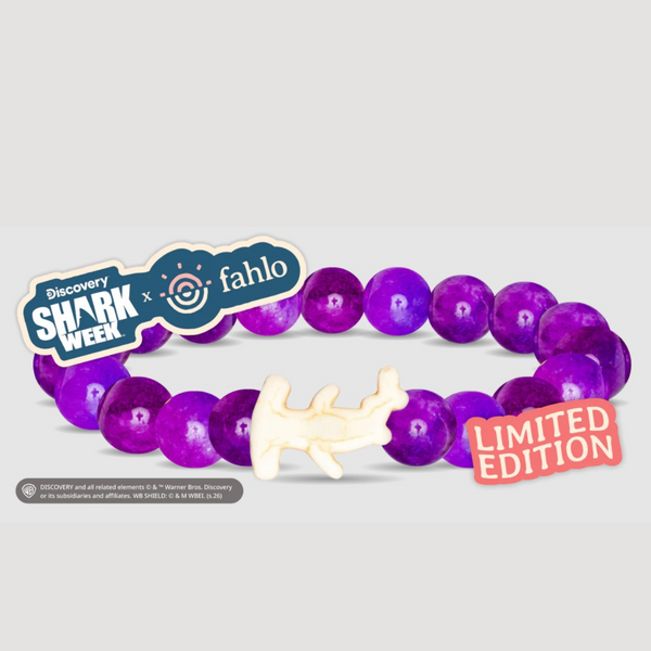 Purple Beaded Bracelet with White Hammerhead Shark