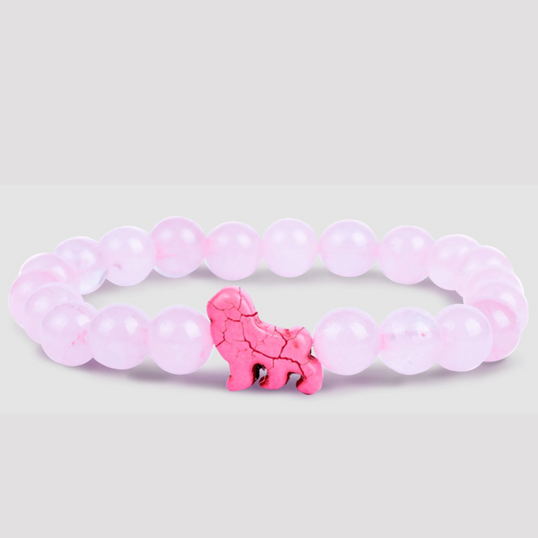 Pink Beaded Bracelet with Pink Lion