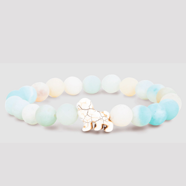 Pastel Beaded Bracelet with Beige Lion