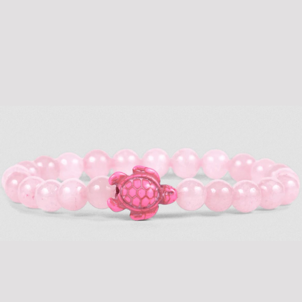 Pink Beaded Bracelet with Pink Sea Turtle