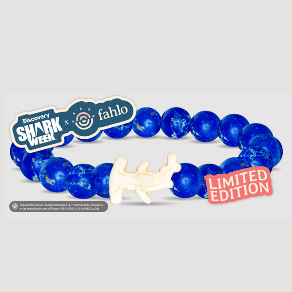 Dark Blue Beaded Bracelet with White Hammerhead Shark
