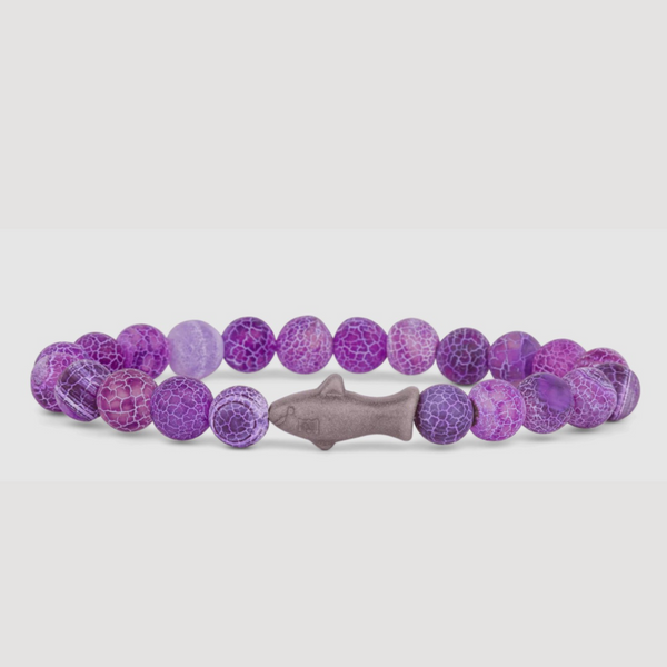Purple Beaded Bracelet with Gray Shark