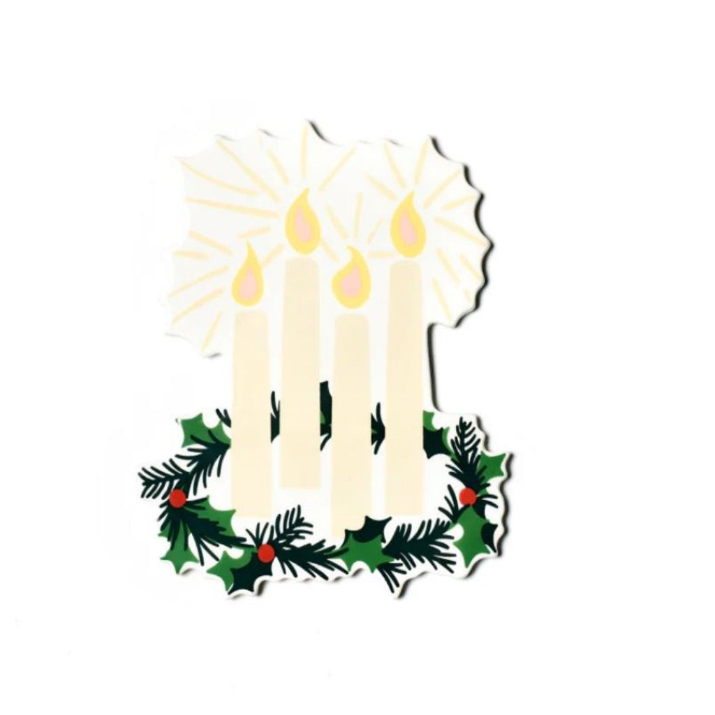 Four Off White Candles with Wreath