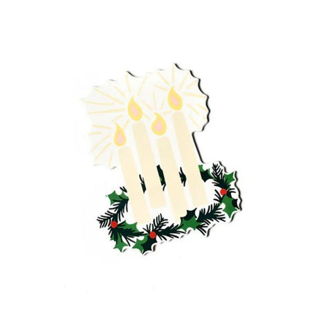 Four Off White Candles with Wreath