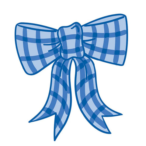 Blue plaid bow on a white background