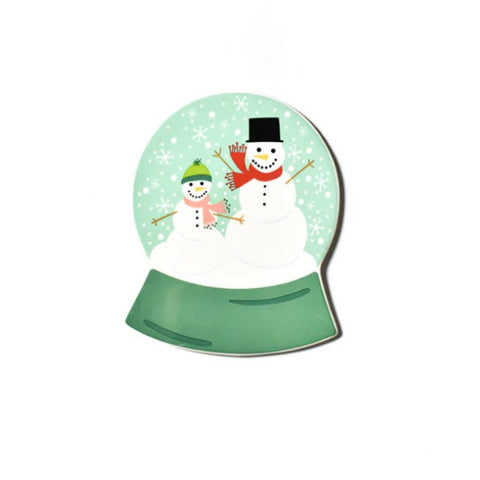Light Green Snow Globe with Big and Little Snowmen