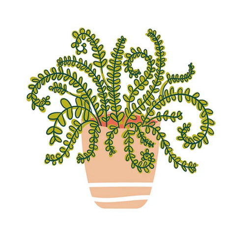 Illustration of a potted plant with green leaves on a white background