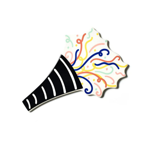 Black and White Striped Horn with multi colored streamers