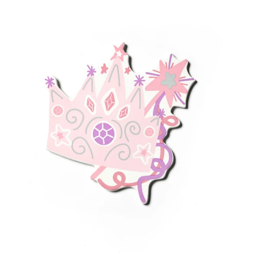 Pink and Purple Crown with Wand on White Background