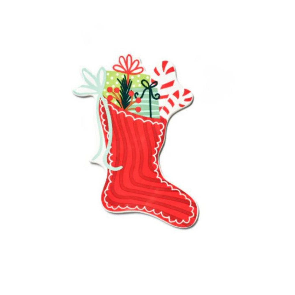 Red Stocking Stuffed with Candy Cane and Package