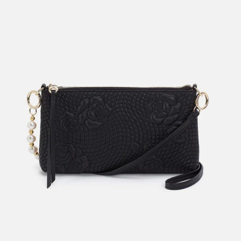 Black Crossbody embossed with flowers
